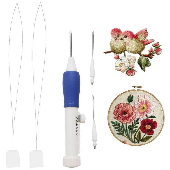 Embroidery Frame Kit –(3 Design, Punch Needle, threads, Tracing Paper & Marker)
