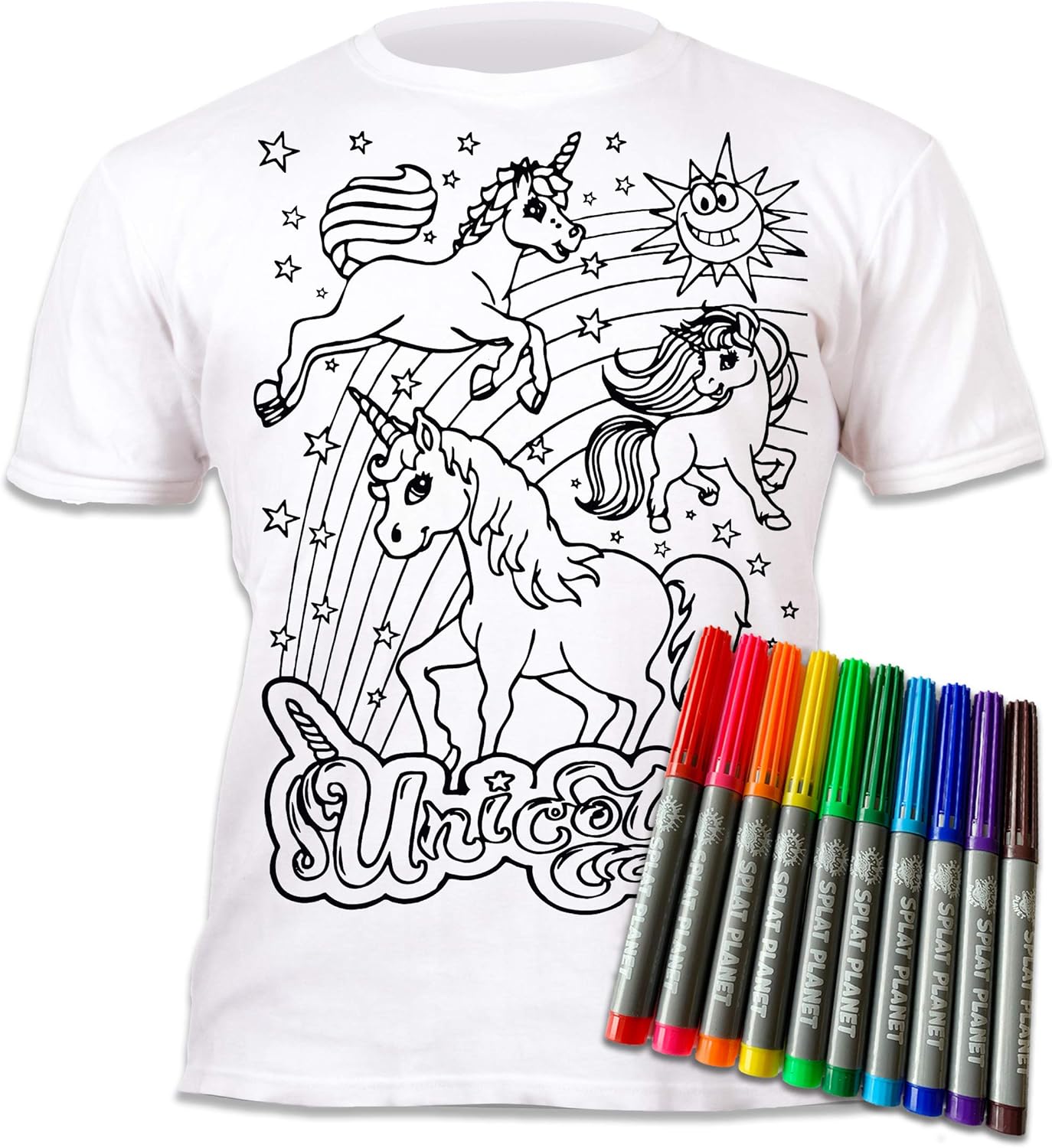 Unicorn T-Shirt with Non Toxic Washable Magic Pens
