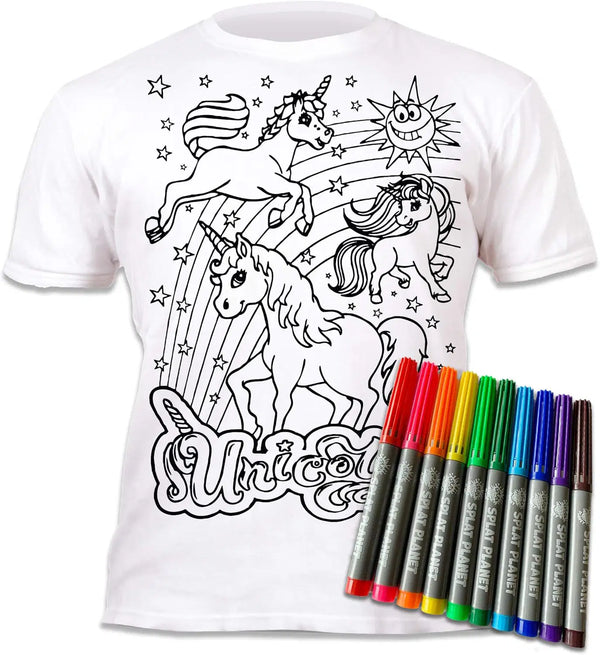 Unicorn T-Shirt with Non Toxic Washable Magic Pens